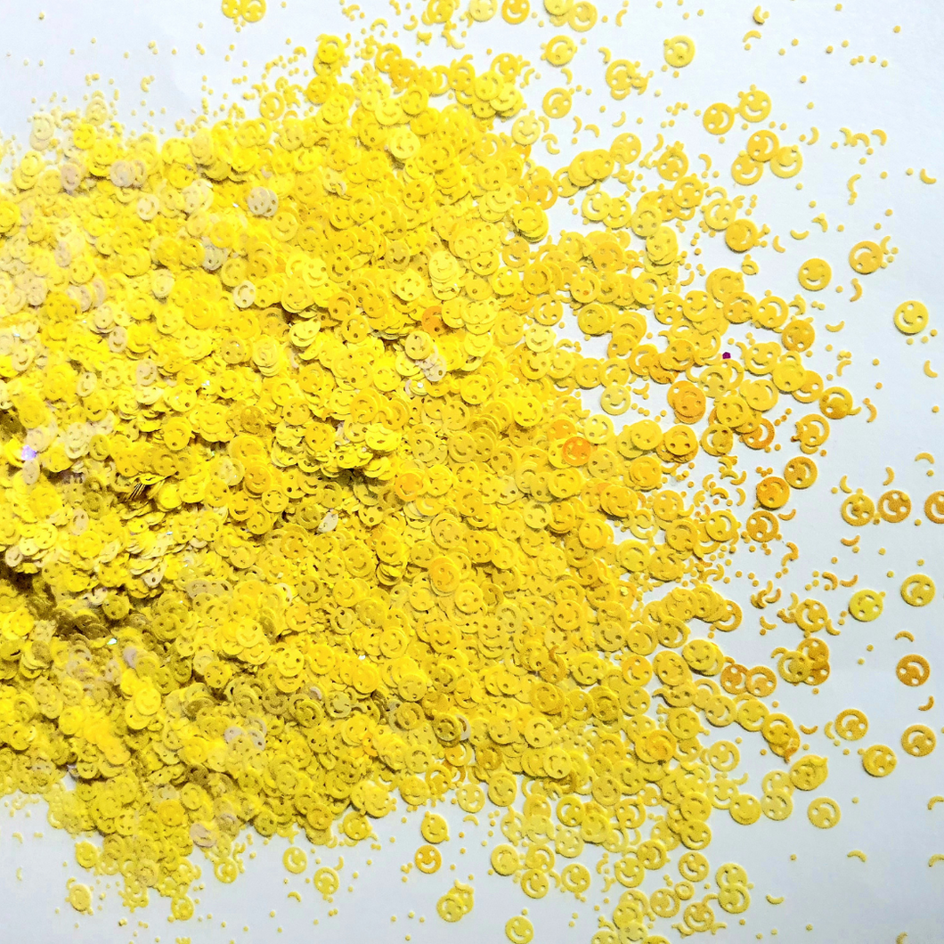 Yellow Fluorescent Emoji Shaped Glitter