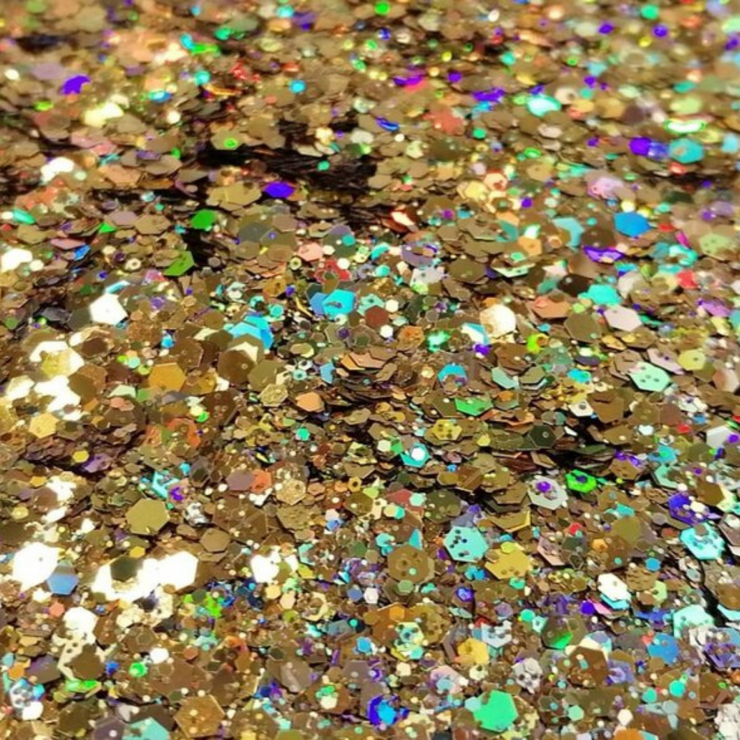 Golden Treasure Holographic Chunky Sparkle Glitter Mix